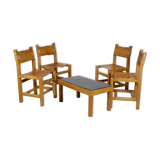 Ensemble de 4 chaises et table basse Maison Regain, France, circa 1970