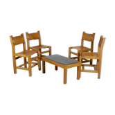 Ensemble de 4 chaises et table basse Maison Regain, France, circa 1970