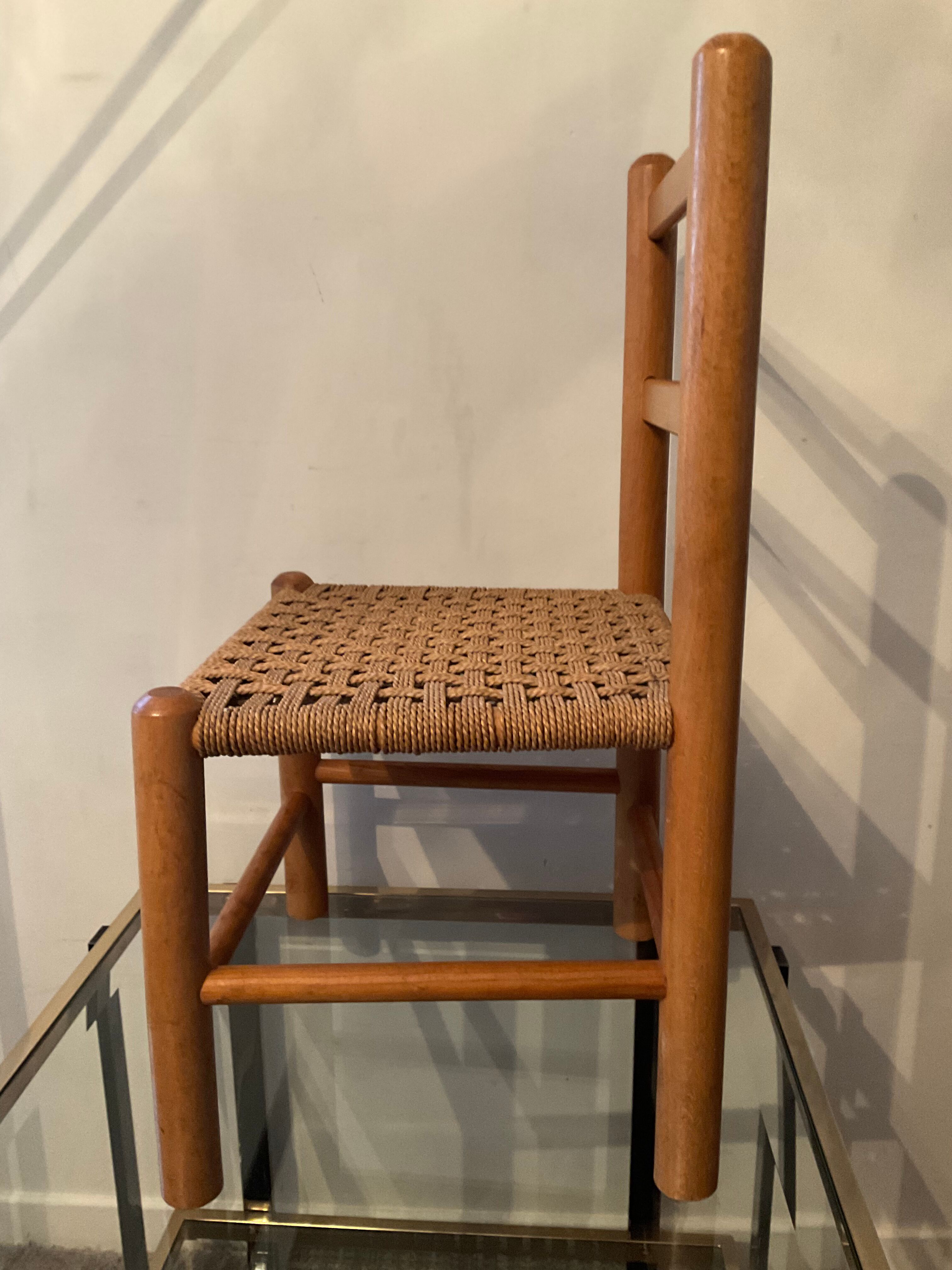 Scandinavian children's chair sitting in rope 70s
