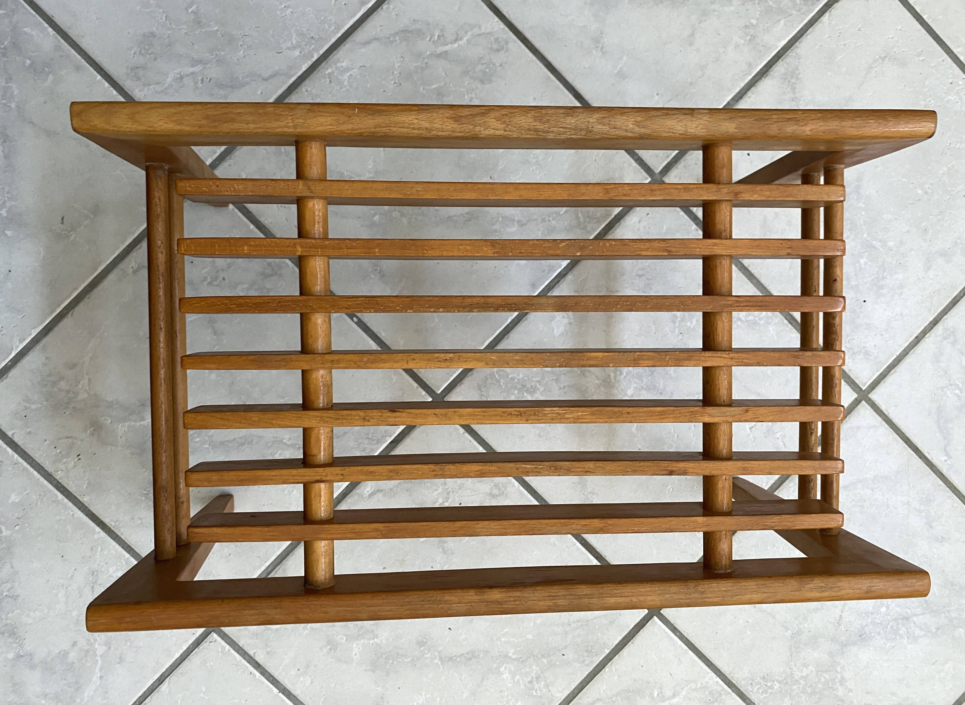Small wood slatted sidetable flower table 1960s