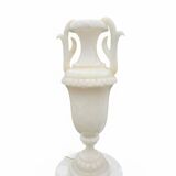 Neoclassical alabaster urn lamp on column