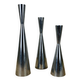 3 aluminum diabolo candle holders