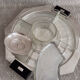 Art Deco silver-plated metal and glass serving platter for appetizers.