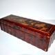 Antique glove box in Red China Lacquer decorated with golden birds