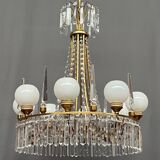 Empire style chandelier. Solid crystal, bronze.