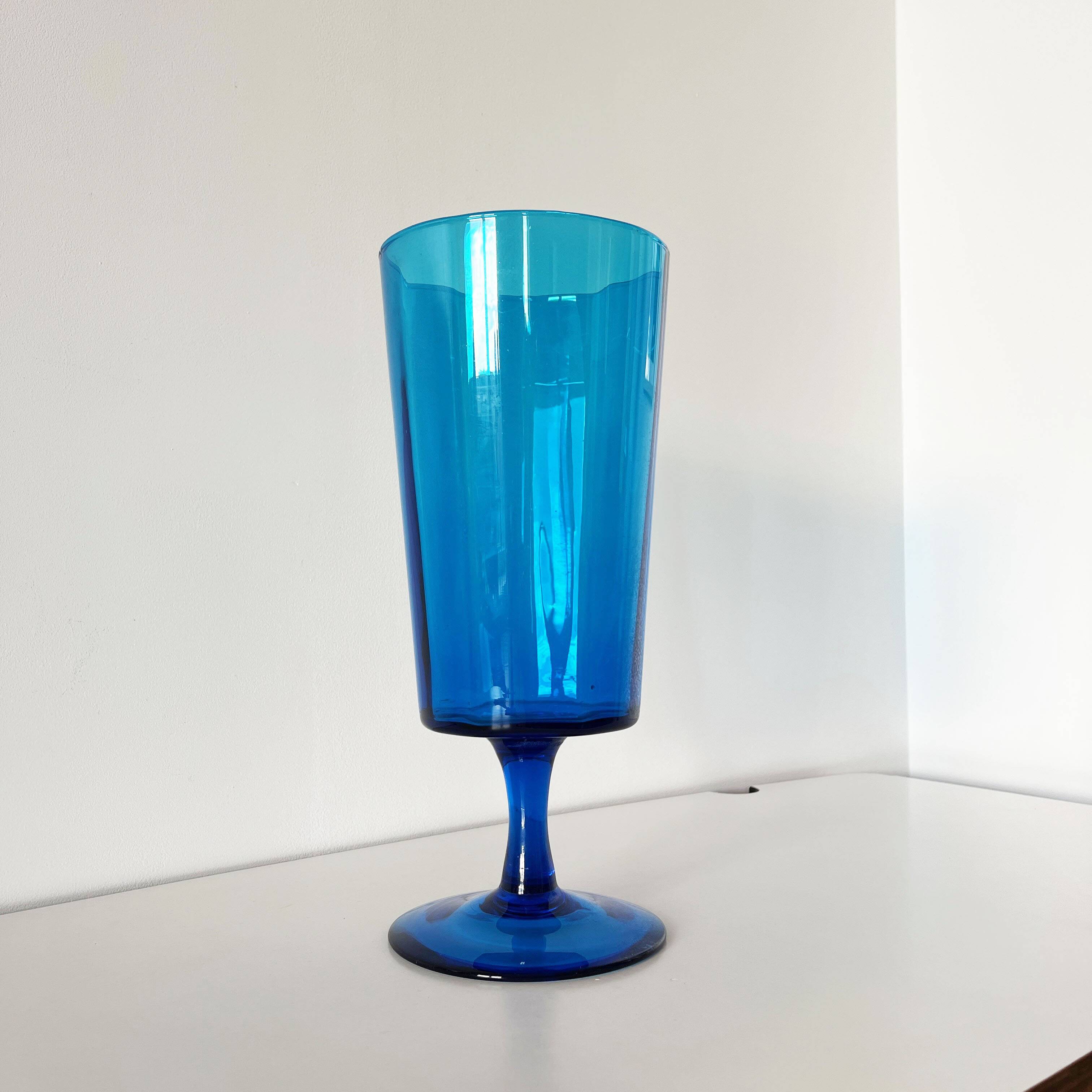 Blue pedestal vase - Italy Empoli 1960