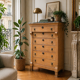 Empire high chest of drawers in solid raw oak