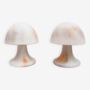 Paire de lampes mushroom en pâte de verre limburg