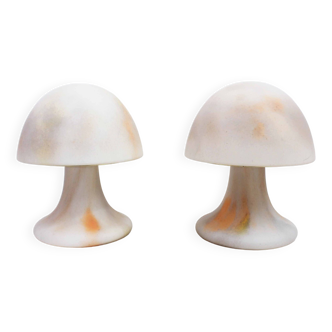 Pair of mushroom lamps in limburg glass paste