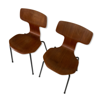 Ensemble de 2 chaises vintage Arne Jacobsen hammerheads en teck