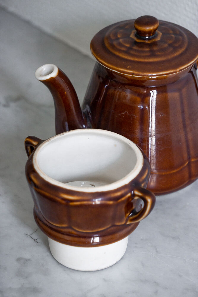 Vintage enamelled ceramic coffee maker