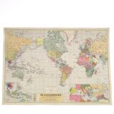 Large planisphere world map 105 by 74cm