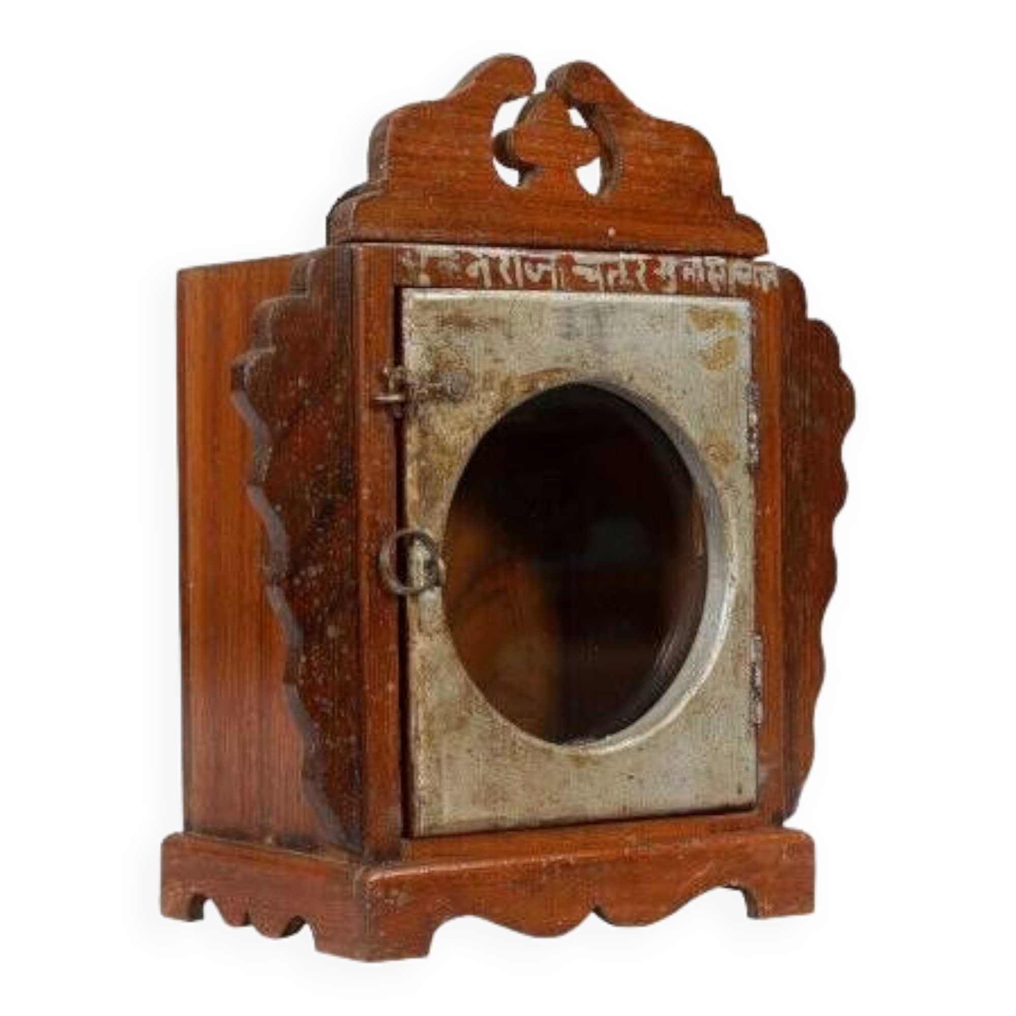 Vitrine murale petite ancienne boite a horloge patine d'origine inde