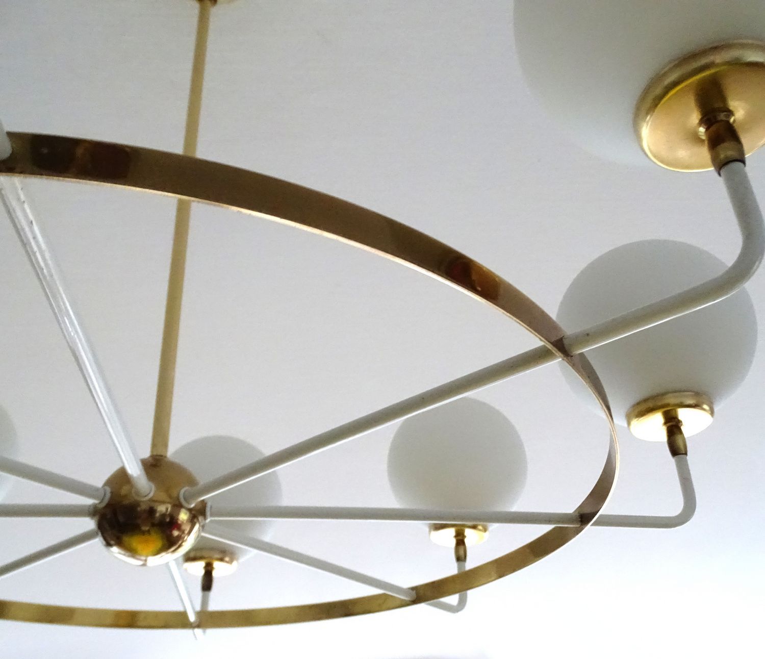 Suspension XXL Vintage Italy, 50s, Brass and Glass
