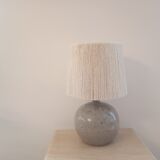 Vintage enamelled stoneware lamp with rope lampshade