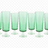 6 old champagne flutes luminarc green clear h14 cm