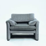 Chaise Maralunga avec repose-pieds par Vico Magistretti pour Cassina, années 1970