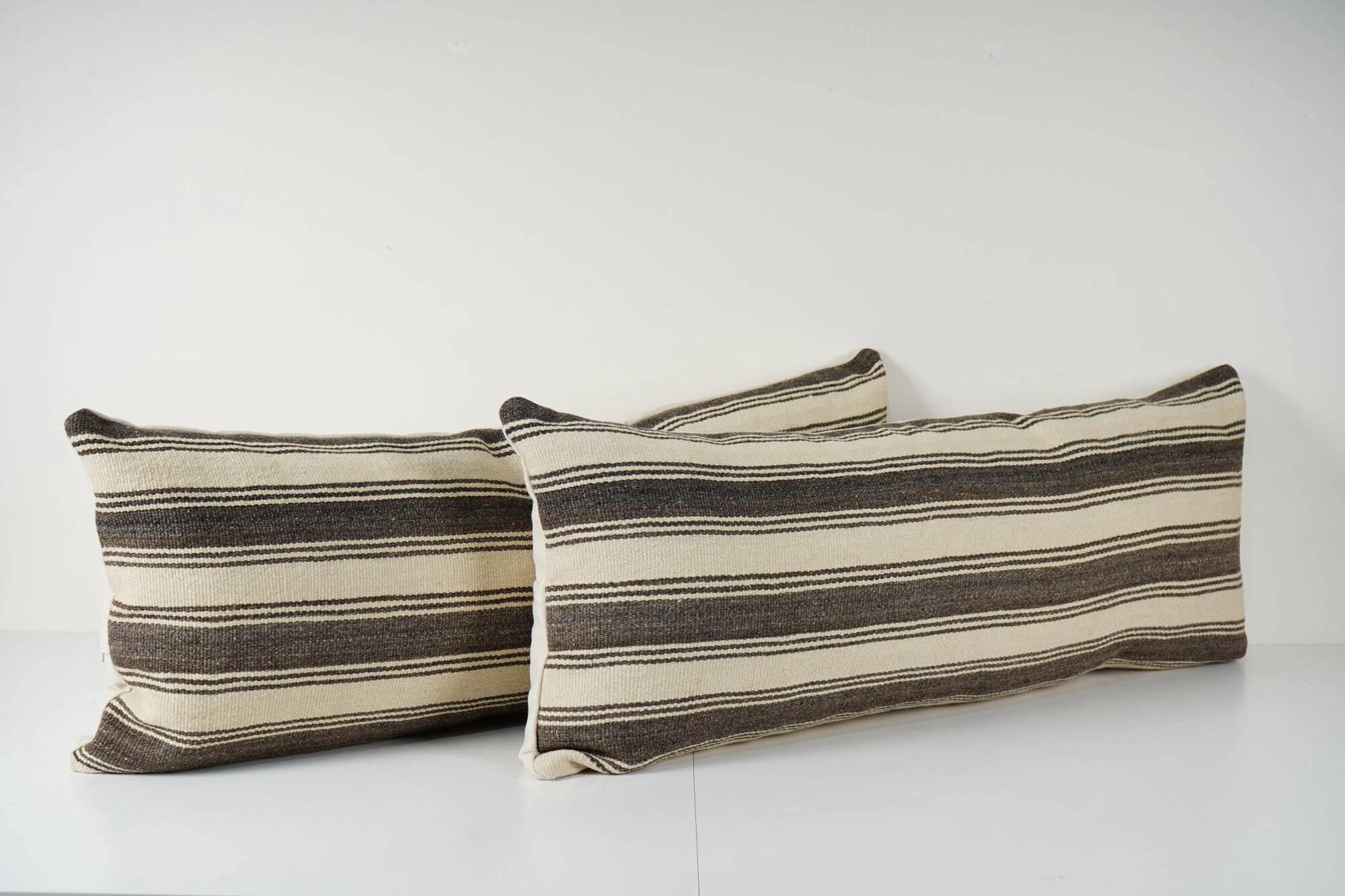Set of 2 vintage kilim cushion covers 41x102 cm