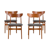 Set of 4 Schønning & Elgaards Danish teak chairs in gray wool upholstery