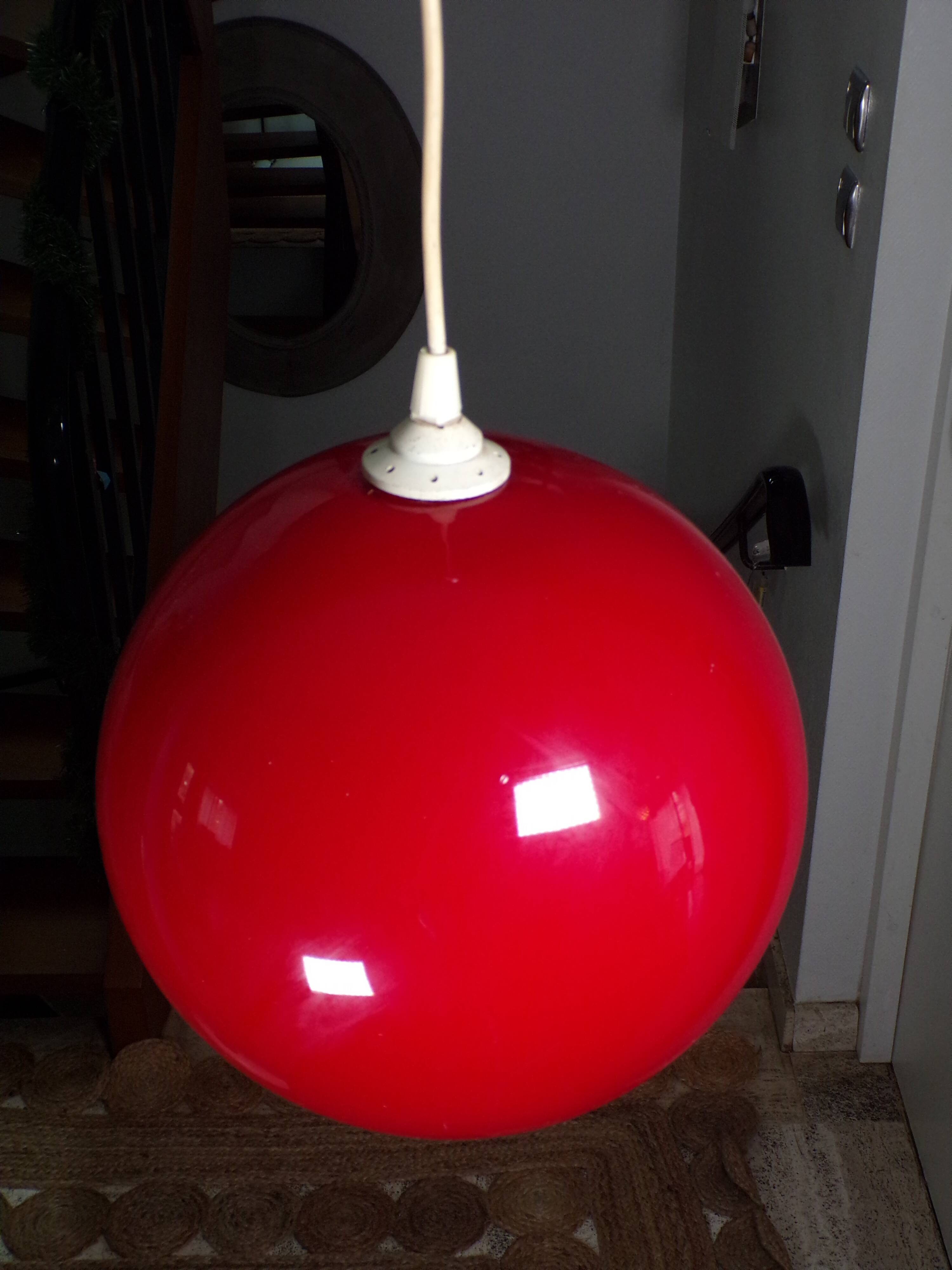 Suspension boule opaline rouge Ø30cm