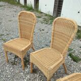 Série de 3 chaises en rotin