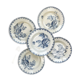 5 assiettes creuses terre de fer gien modèle chardons made in france