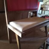 60 year table with 3 chairs and a bench