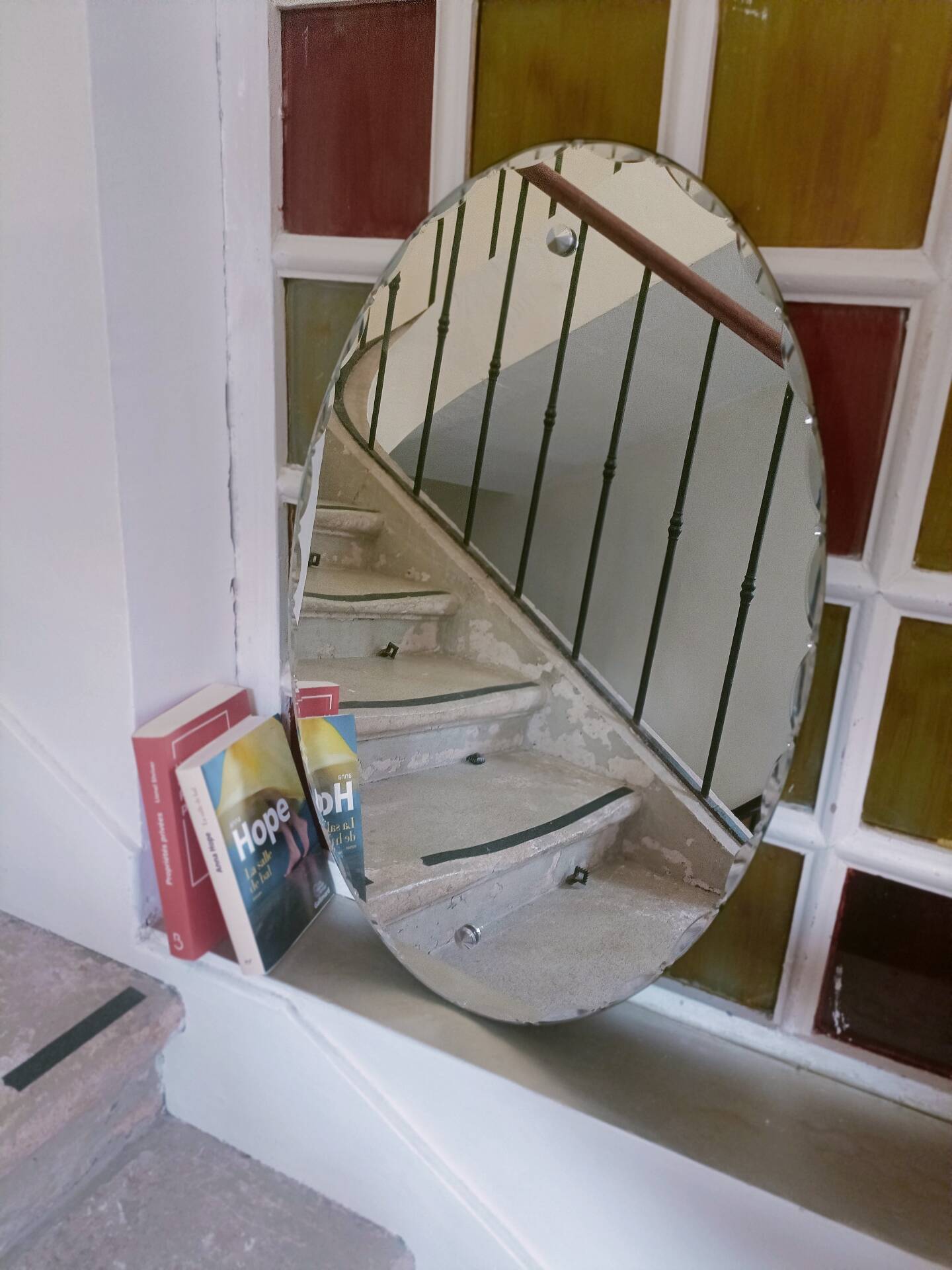 Miroir ovale biseauté Art Déco
