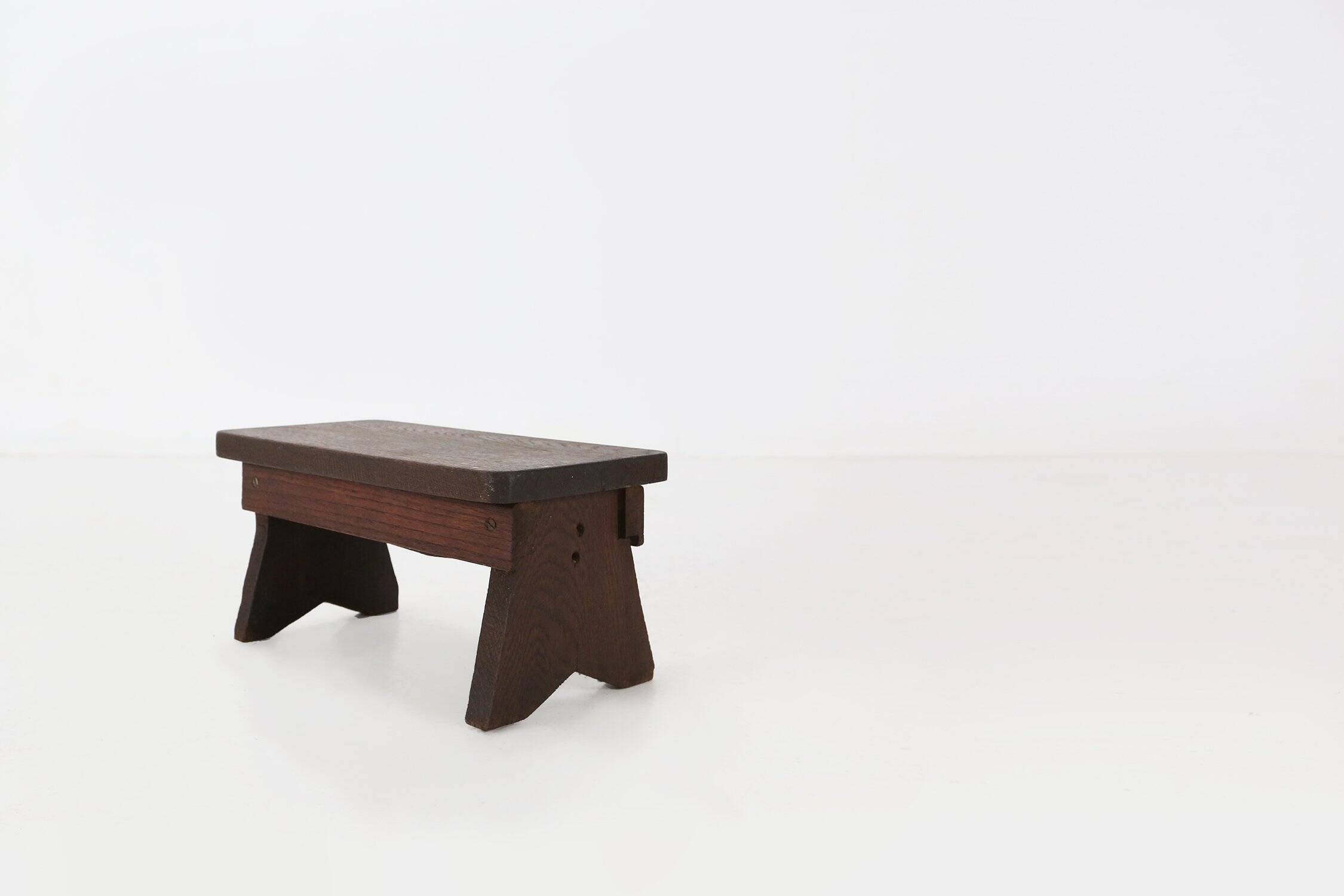 Rustic Wooden Stool with Exceptional Patina, Belgium 1880s