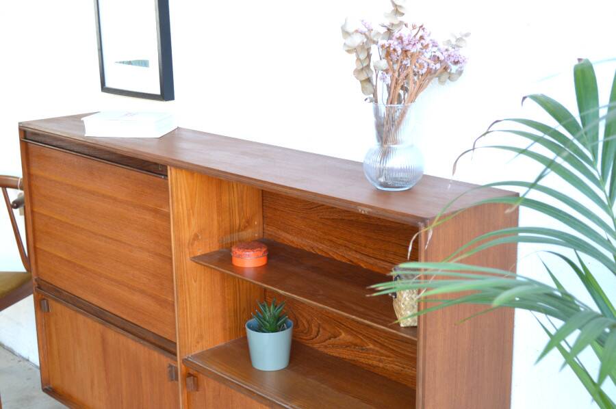 Teak bookcase/secretary * 153 cm
