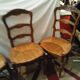 4 x chaises provençal en bois sculpté et paille