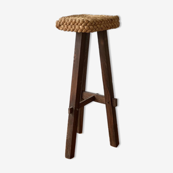 High stool in rope and wood, France 1950