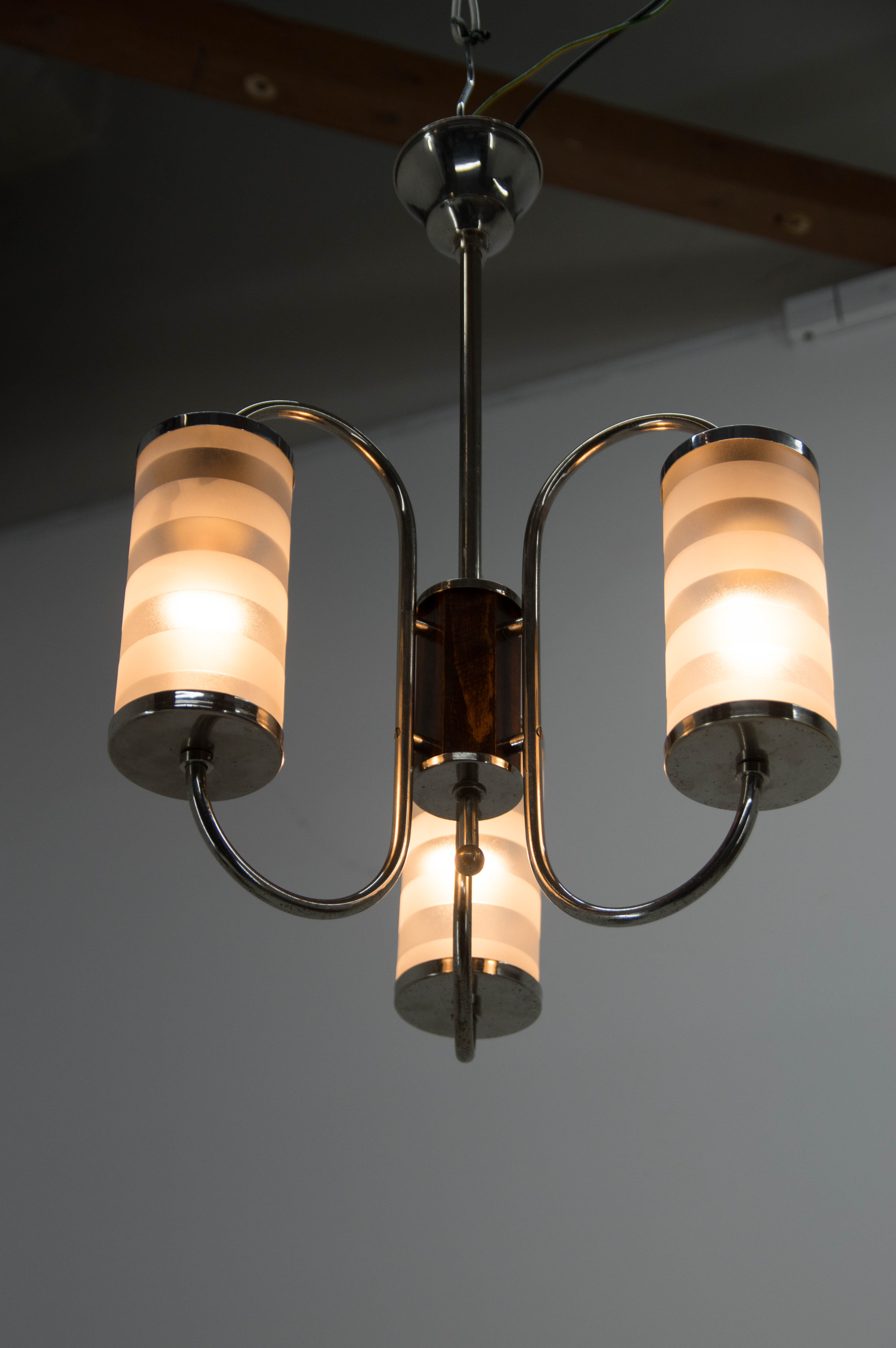 Art deco chandelier, czechoslovakia, 1930s