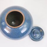 Small blue ceramic box with signed lid
