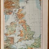 Old map of Great Britain and Ireland (physical) from 1945