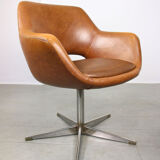 Mid-century brown leatherette swivel chair from Stol