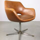 Mid-century brown leatherette swivel chair from Stol