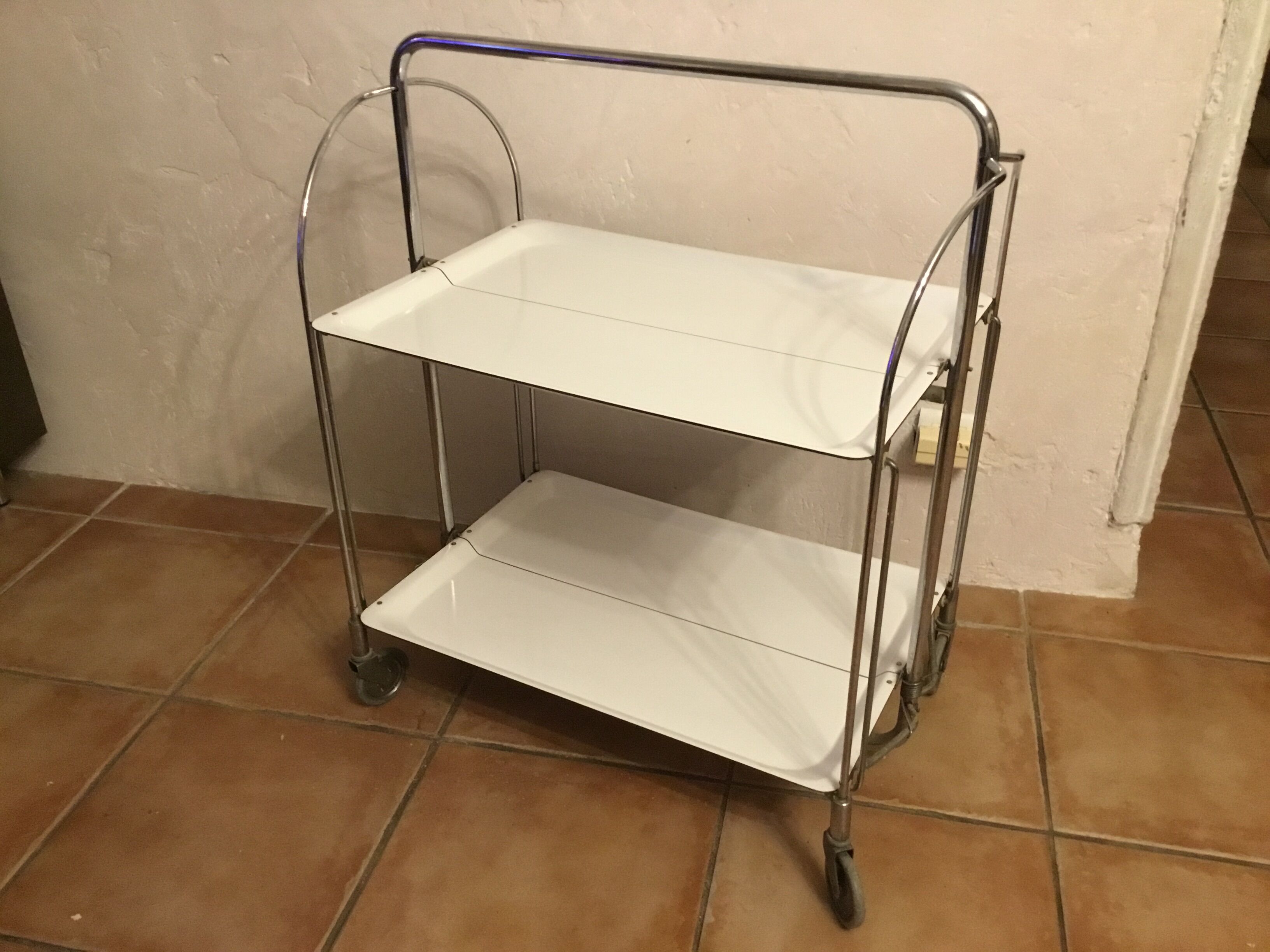 Table serving bar rolling foldable trolley vintage 60-70