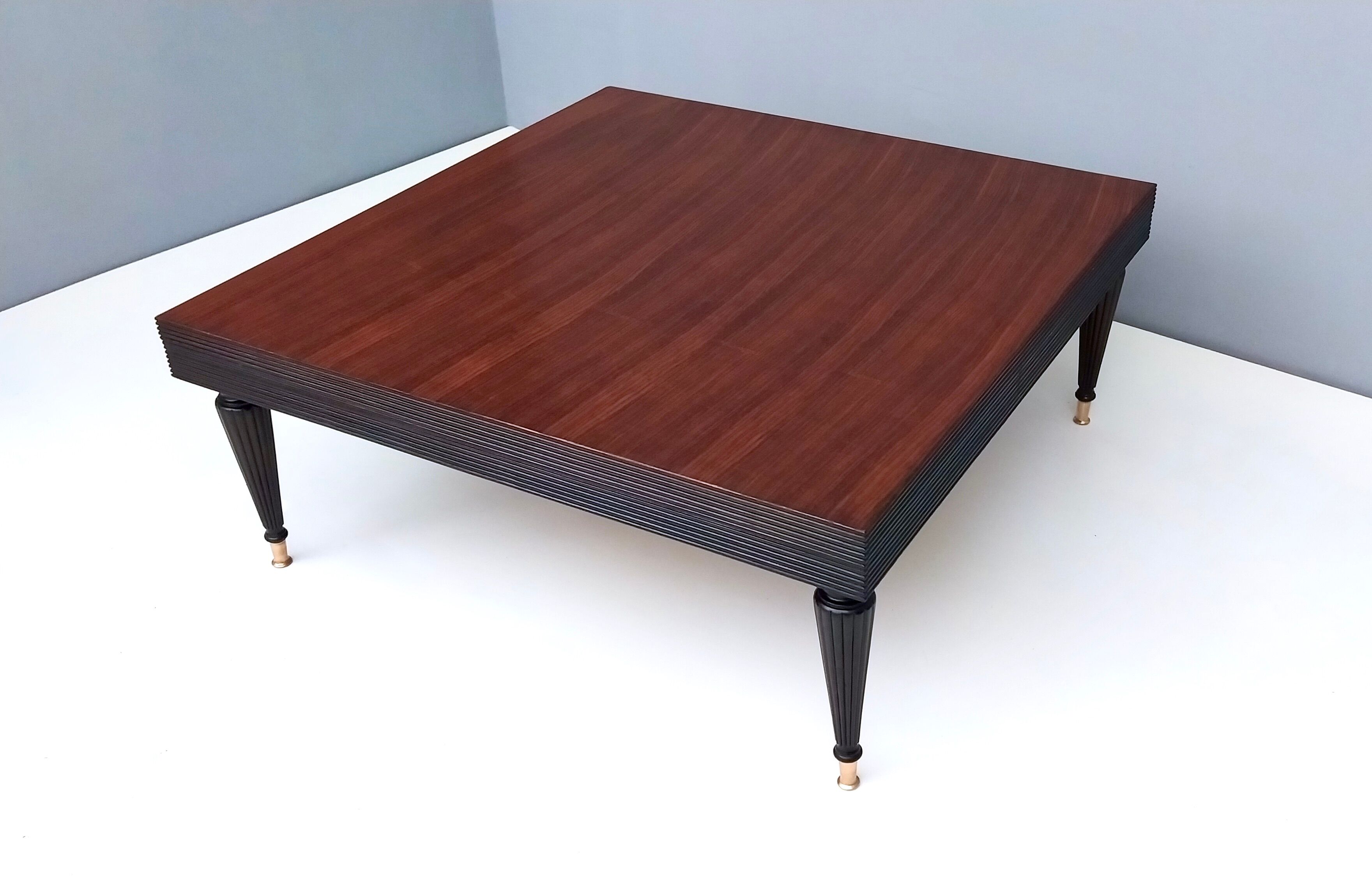 Vintage square black walnut coffee table