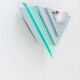 Muted green glass wall lamp with chrome metal accents, Memphis-style postmodern, 1990s