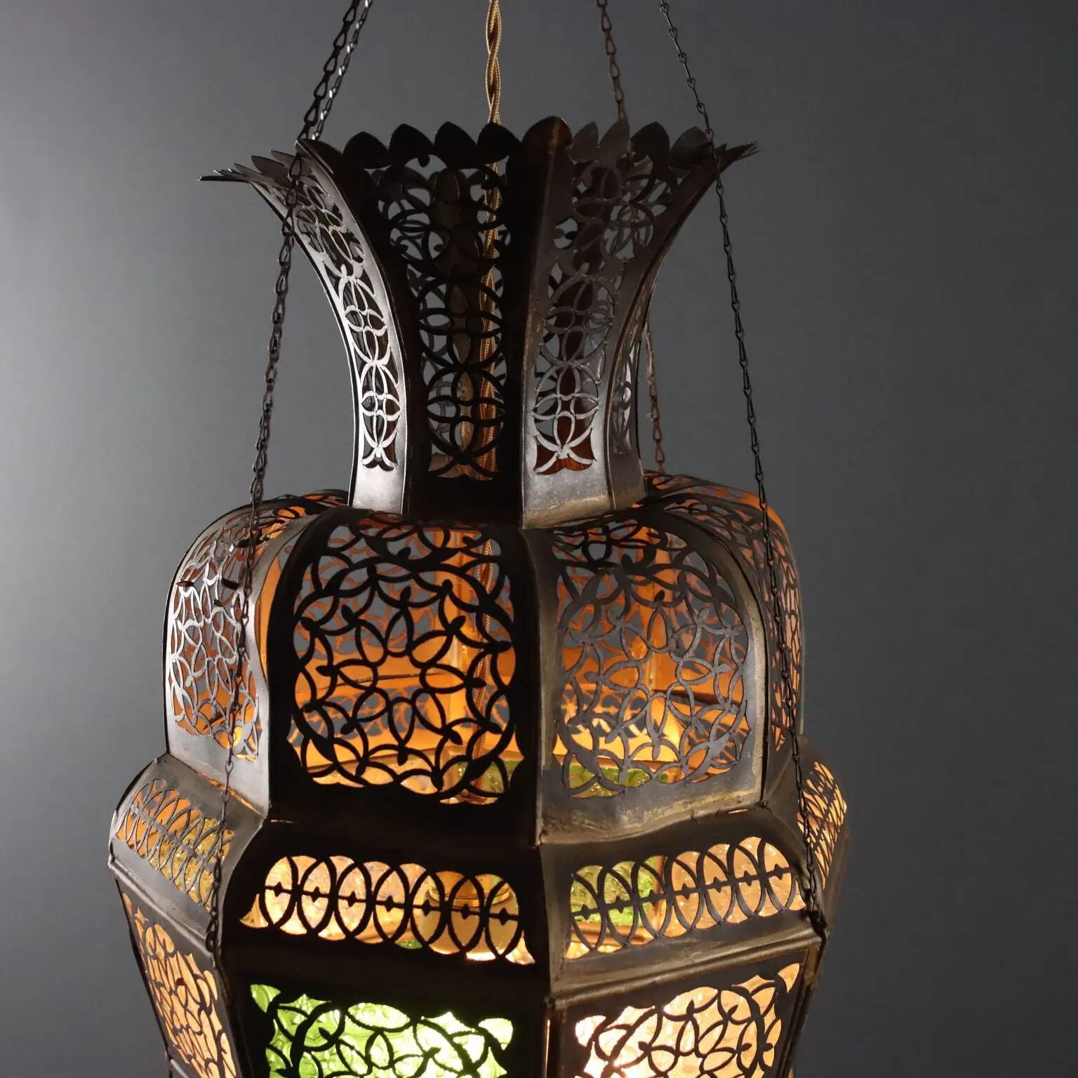 Suspension ancienne en métal et verre, Italie, XXe siècle