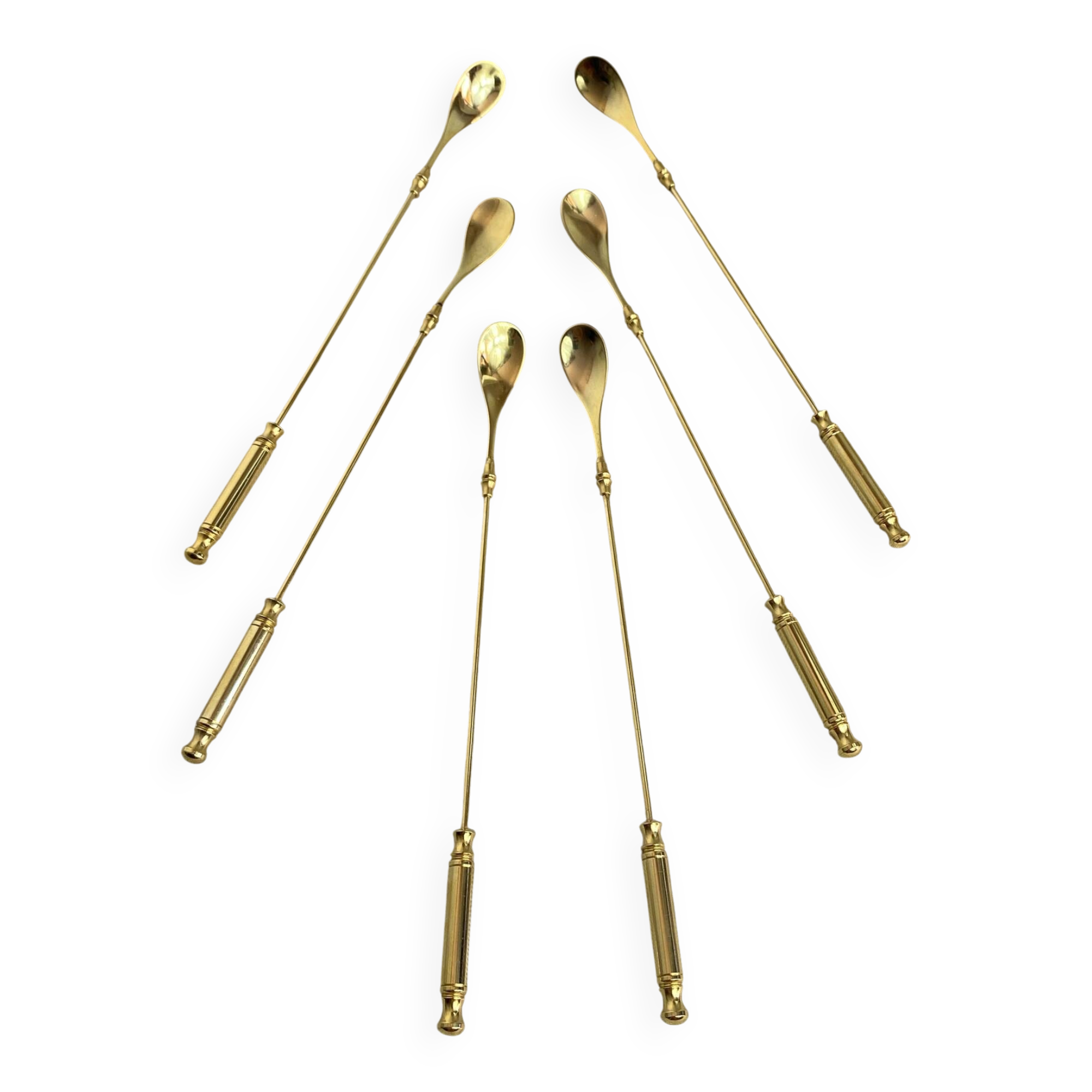 Long coffee or cocktail spoons in gold plating