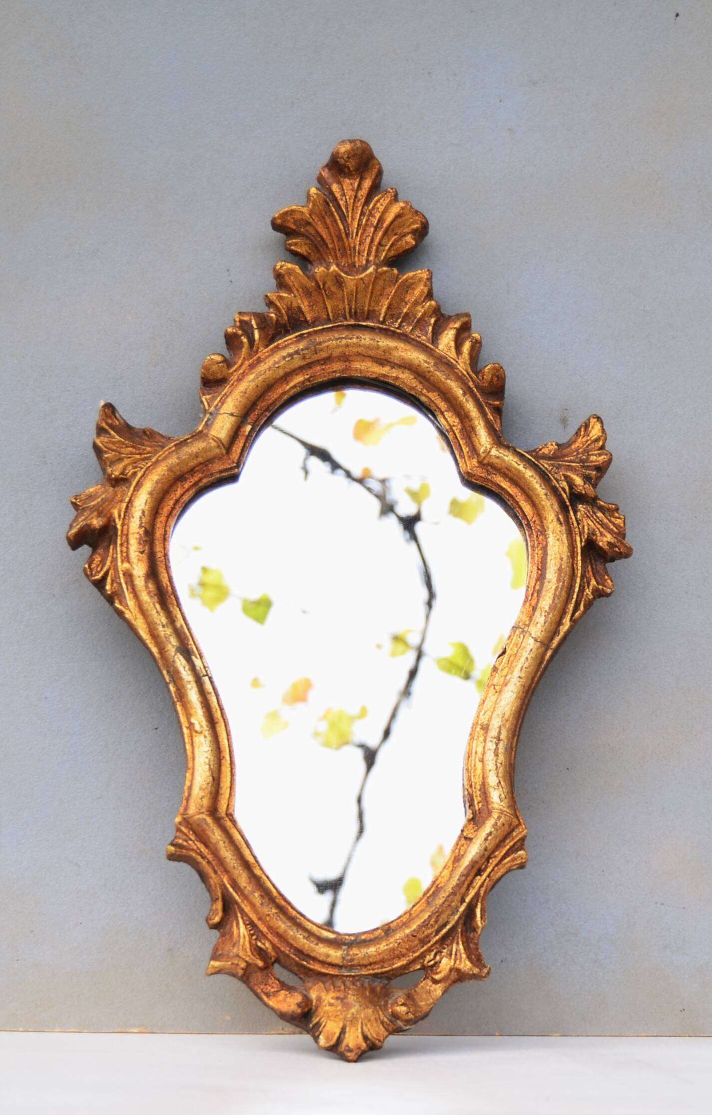 Antique Gilded Wood Mirror a Fronton Baroque Style