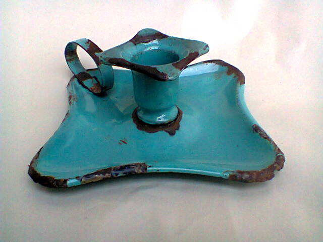 Candlestick enamelled "cellar rat"