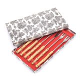 Set of 6 fondue forks with bamboo handles, 1960s