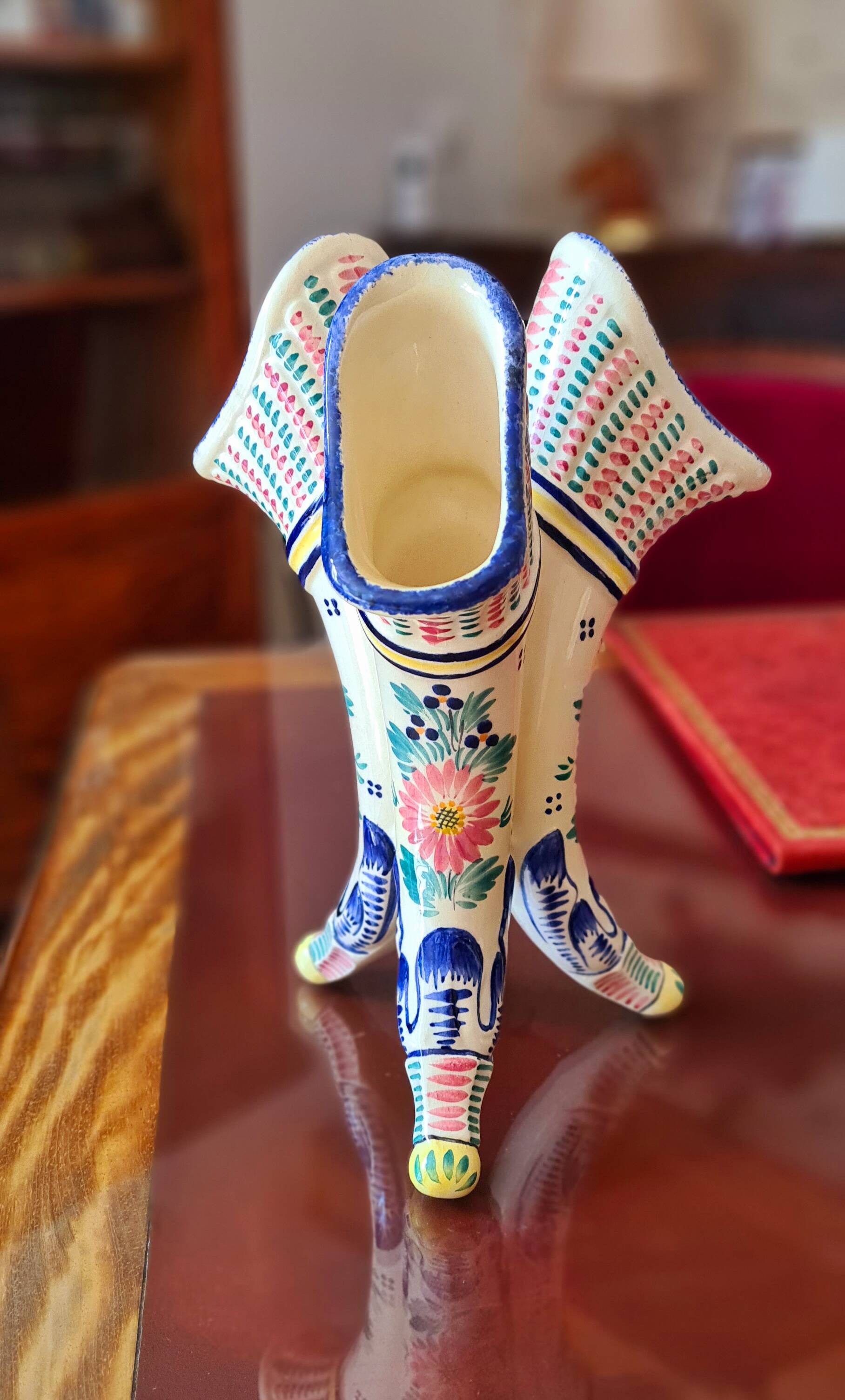 HB flowerpot in Quimper earthenware