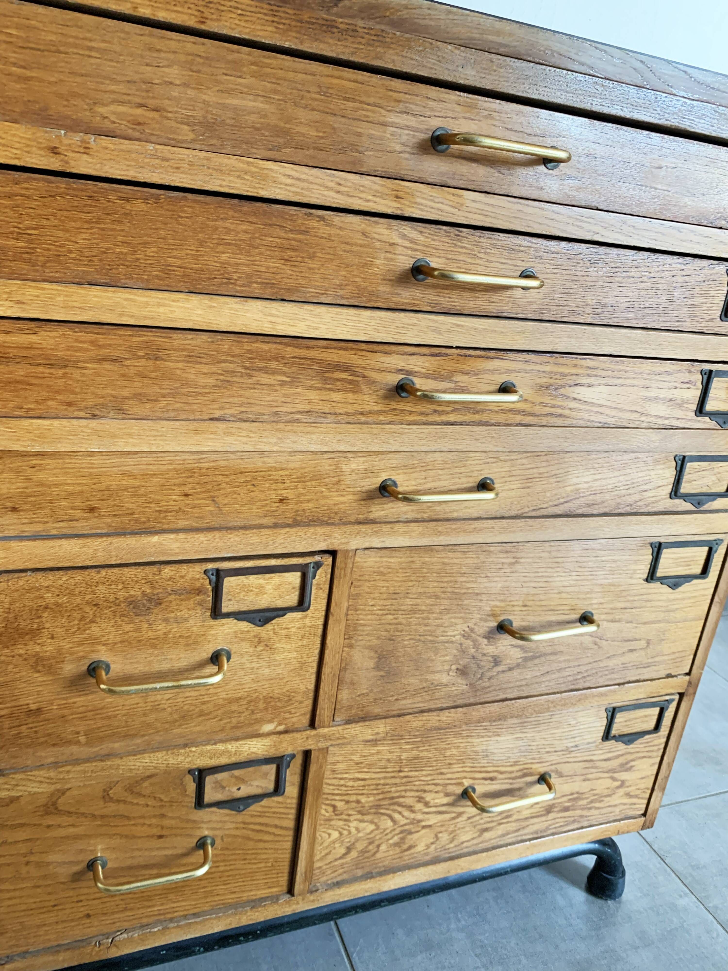 Vintage printer or schoolmaster workshop furniture from the 50s