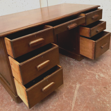Flat desk with mahogany box in mahogany wood 20th century