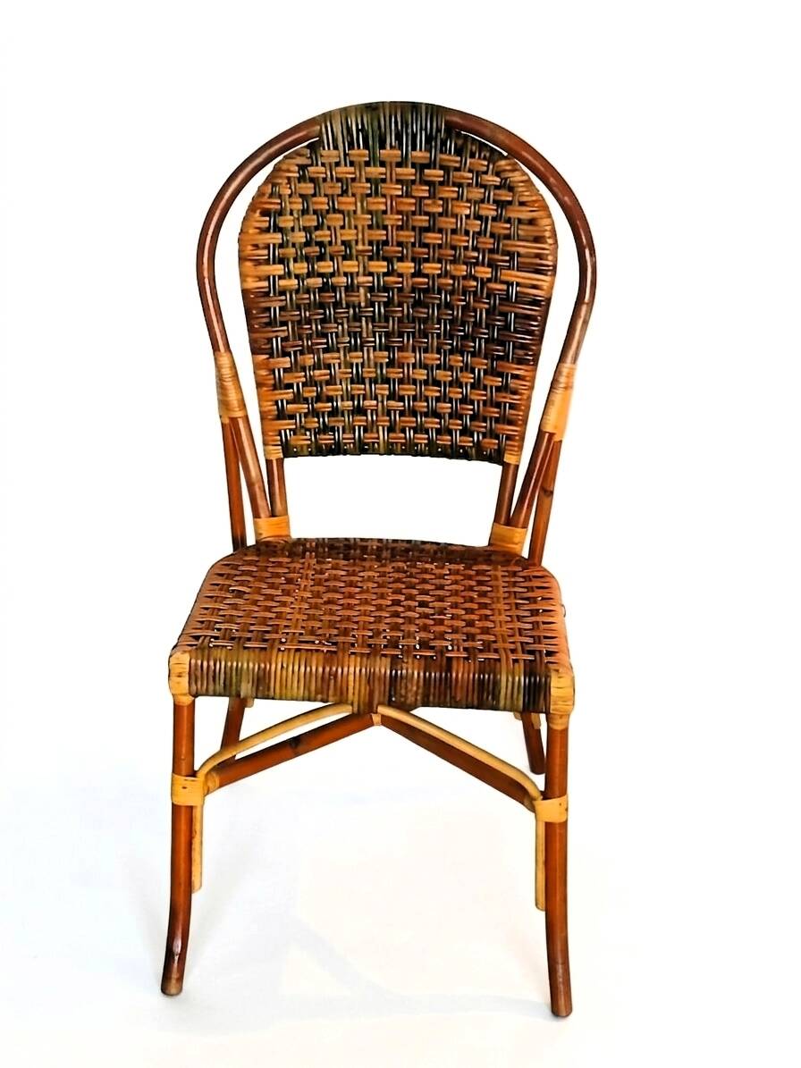 1950s-1960s handcrafted "Bistro Riviera" rattan chair