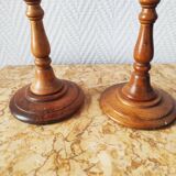 Pair of vintage turned wooden candlesticks